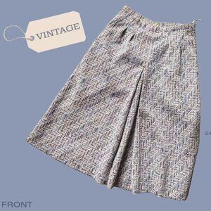 Vintage High-Waisted Herringbone A-Line Skirt • XS/S • 24” Length